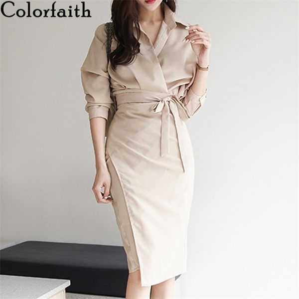 

women autumn winter dresses v-neck lace up vintage package hip korean style oversize lady long dress dr5139 210427, Black;brown