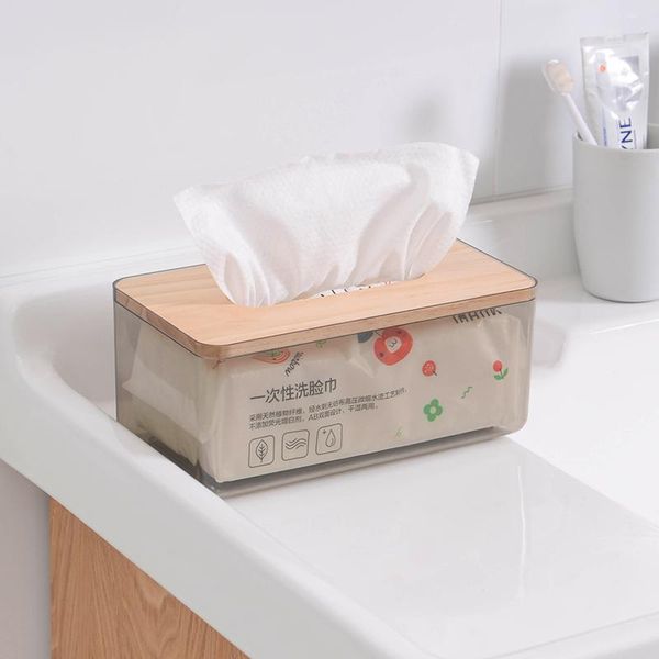 

japanese-style transparent tissue boxes toilet paper holder table napkins home office storage desk organizer plastic &