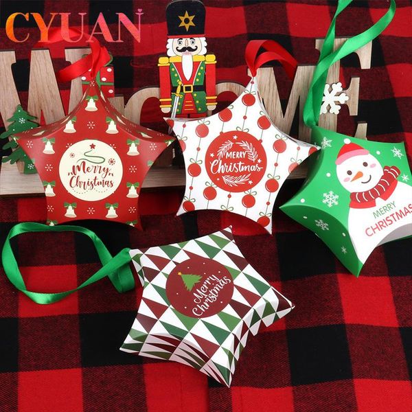 

8pcs star pattern christmas paper boxes chocolate candy favour gift treat exquisite cute box wrap