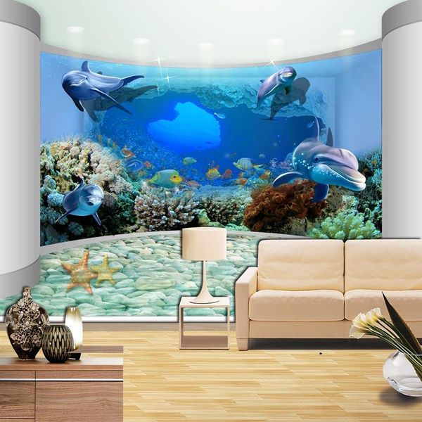

wallpapers children's room wall papers modern 3d dolphin po wallpaper murals living cartoon kids self adhesive /silk