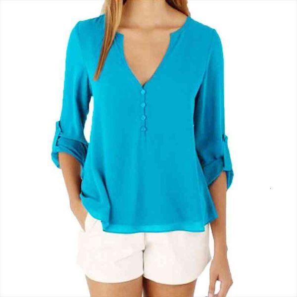 

fashion 11 color chiffon women shirt summer casual oversized loose long sleeve thin and light blouse, White