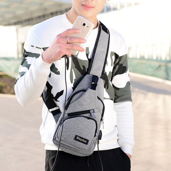 

yq fashion avenue sling men canvas shoulder bag chest pack usb charging crossbody bags anti theft chests backpack messengers purse