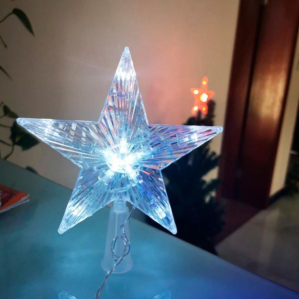 Stringhe LED Albero di Natale Luce Stella luminosa Scatola batteria Decorazione a cinque punte Lampada piccola colorata per le vacanze