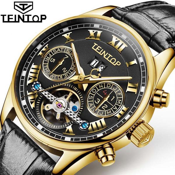 

teingentlemen watches fire luxury tours saffier lighting multiple functions mechanical relogio masculino, Slivery;brown