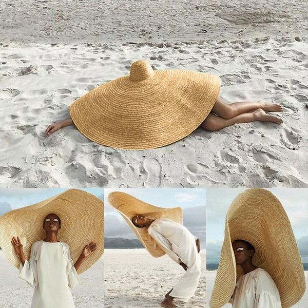 

stingy brim hats 2021 ly women lady big sun weaving straw hat wide cap foldable breathable for summer beach holiday ir-ing, Blue;gray