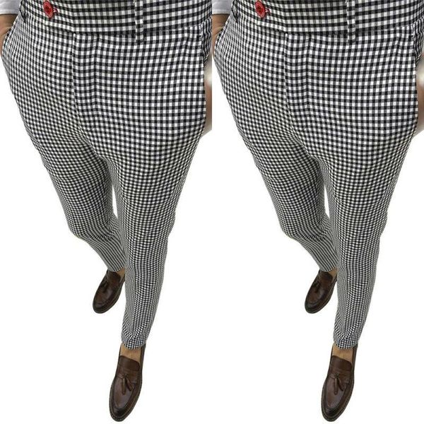 

men's pants men skunny mens slim fit plaid straight leg trousers fashion clothing casual pencil business, Black