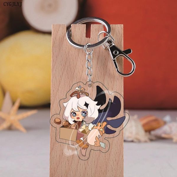 

keychains anime keychain genshin impact zhongli diluc venti hanging animal man key chain women accessories cute bag pendant ring gifts, Silver