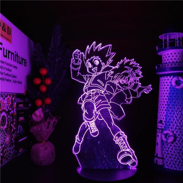 

night lights x gon and killua 3d led anime lamp illusion table for home decor