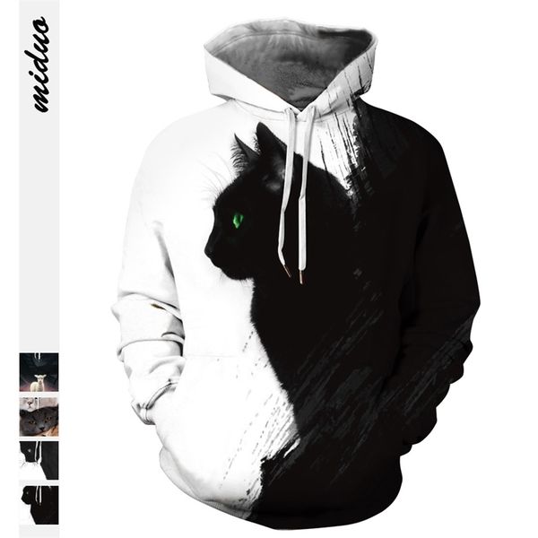 

autumn black cat 3d digital printing couple hoodie trendy baseball suit sweater
