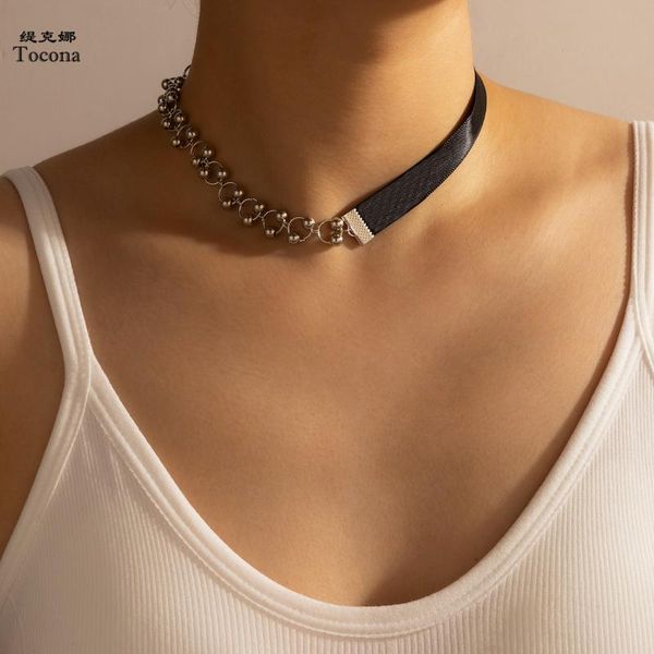 

tocona elegance black choker necklace for women silver color bells alloy metal adjustable party jewelry accessories 16084 pendant necklaces