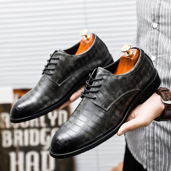 

dress shoes men formal slip on pointed toe patent leather oxford for business plus size 38-47, Black