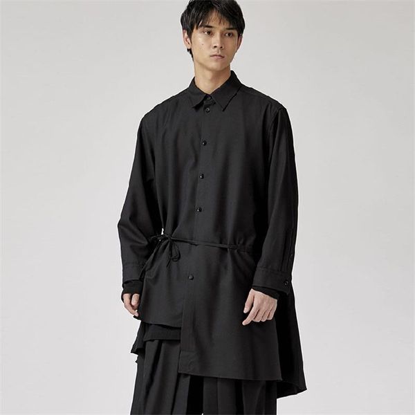 

men's casual shirts classic personality contracted in the long dark asymmetry irregular loose large size shirt, White;black
