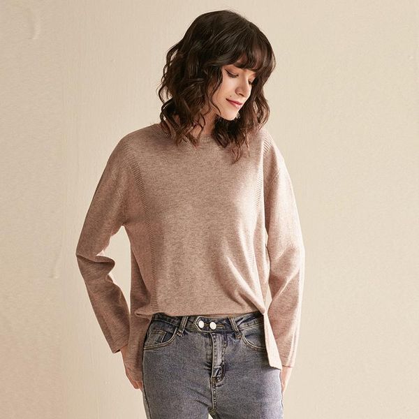 

women's sweaters cmaz 2021 autumn winter causal basic solid round neck sweater women fashion long sleeve loose pullover cmaz19c7157, White;black