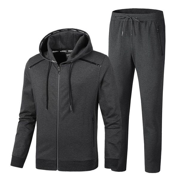 

men's tracksuits men two pieces set fashion hooded sweatshirts sportswear tracksuit hoodie autumn plus size 150kg 120kg hoodies+pants, Gray