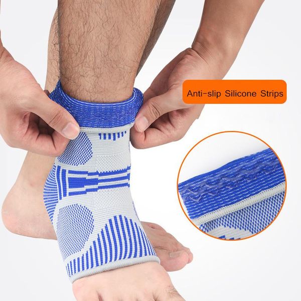

anti-sprain ankle brace protector knitted compression football hiking sleeves support.breathable foot guards support, Blue;black