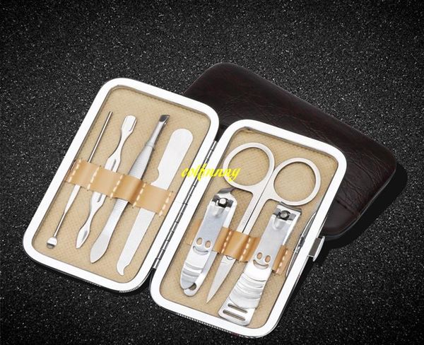 

nail art kits 100sets/lot 7pcs/set clipper kit pedicure scissor tweezer knife pick utility manicure tools smile cutter