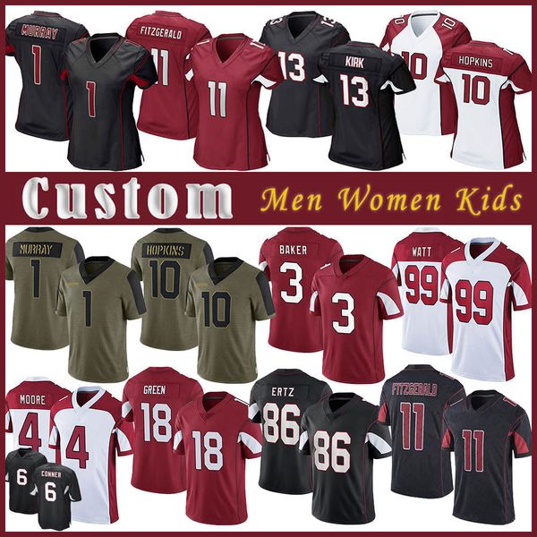 

1 kyler murray 6 james conner custom men women kids football jersey 3 budda baker deandre hopkins zach ertz larry fitzgerald aj green christ, Black;red