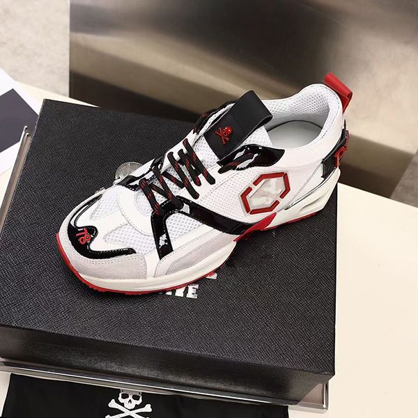 

designer fashion brand men's sneaker couple style stitching rivet leather hsmjhhjj003, Black