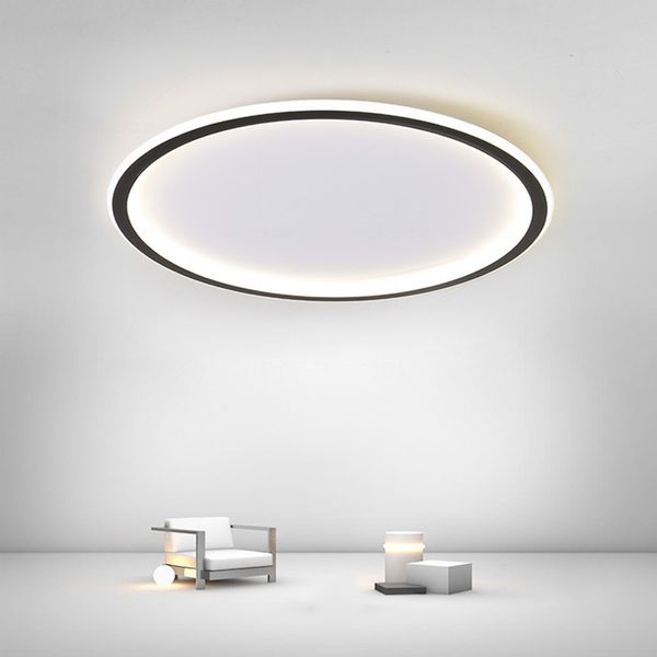 Nordic More LED-Deckenleuchte für Schlafzimmer, dimmbar, ultradünn, 5,1 cm, schlichtes Dekor, Wohnzimmer, Arbeitszimmer, schwarze runde Lampe