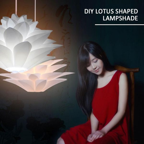 

lamp covers & shades puzzle pendant e27 shade - lotus flower diy jigsaw lampshade kit for hanging ceiling light or floor