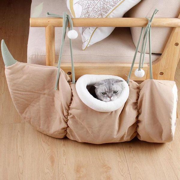

cat beds & furniture foldable tunnel hanging lotus root hammock cattery cradle pet winter warm sleeping dog bed mat supplies