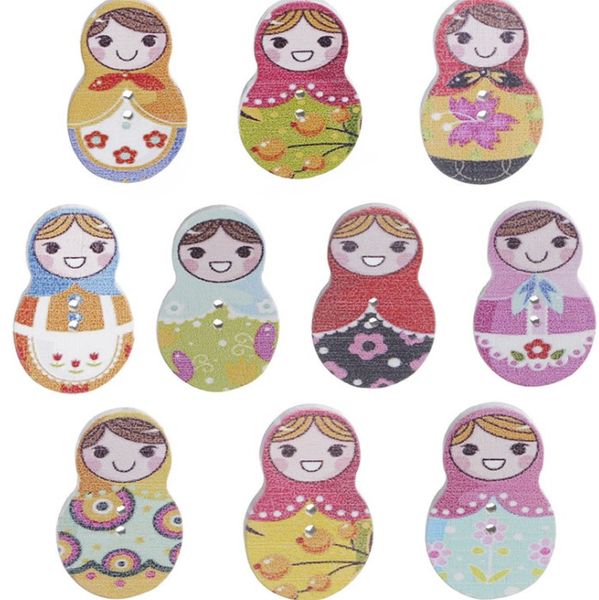 

european and american painted russian doll cartoon cute brooch, Gray