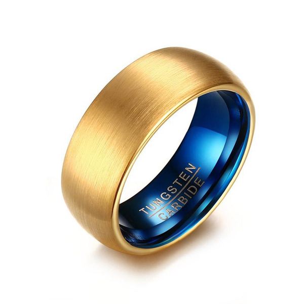 

wedding rings fashion men tungsten ring blue & gold-color frosted for bands male jewelry gift r644g, Slivery;golden