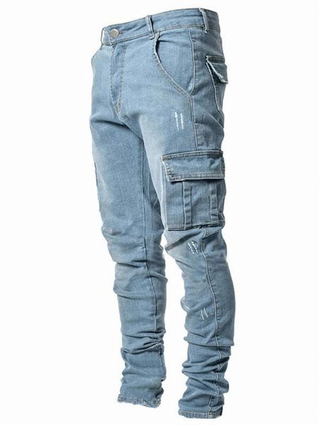 

men flap pocket zipper fly jeans x55y#, Blue