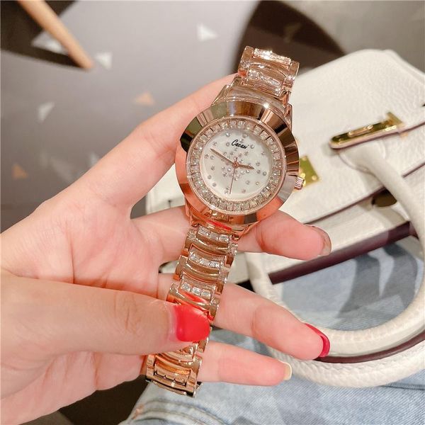 

wristwatches 2021 fashion bracelet dress watch women quality watches with rhinestone wristwatch rose ladies, Slivery;brown