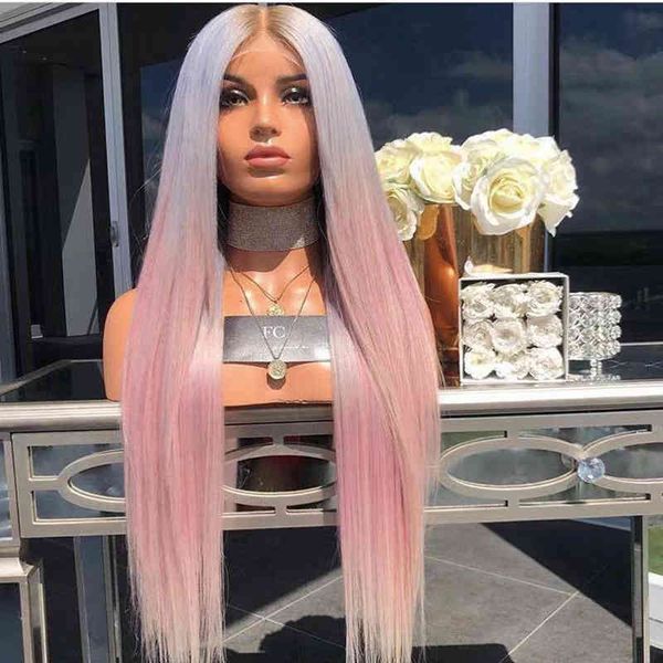 

wig black blue pink women's long straight hair, Black;brown