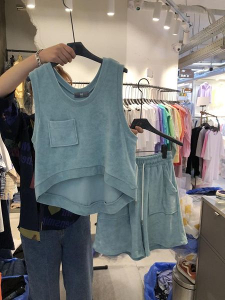 

women's tracksuits summer cotton blends sets women casual two pieces sleeveless t shirts and high waist short pants solid outfits track, Gray