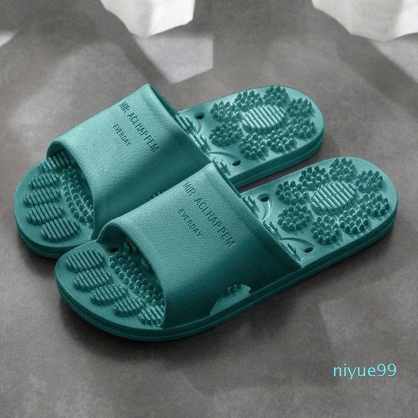 

women slippers bathroom non slip solid color foot massage slippers fashion indoor outdoor flip flops beach bathroom slipper u7bw#, Black
