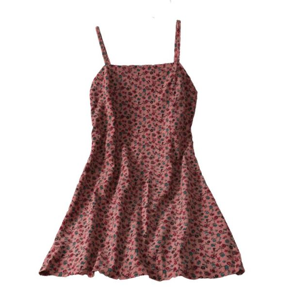 

casual floral print sling mini dress women high waist was thin and all-match summer backless ladies dresses, Black;gray