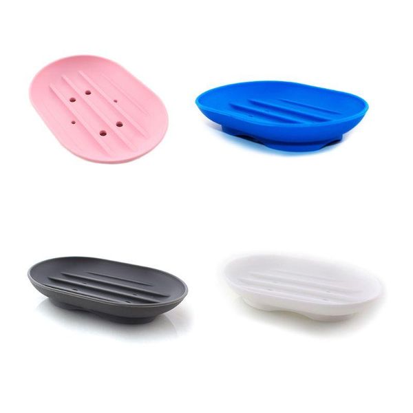 

soap dishes silaca gel dish portable non slip drain storage tray oval holder for shower bathroom kitchen