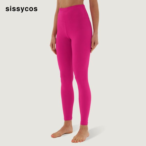 

women's leggings sissycos high waist push up for women pitaya pink wide band stretch brushed buttery soft elastic sports running pants, Black