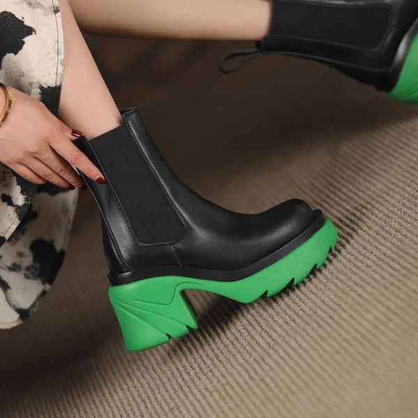 

boots women high heels chunky shoes pu leather 2021 winter gladiator motorcycle casual knee warm sport designer botas, Black