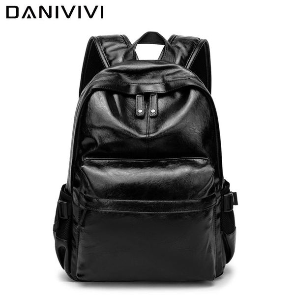 

backpack fashion leather men school bags male black waterproof laptravel large capacity mochila para hombre