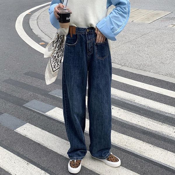 

women's jeans woman pants loose high waist trousers pantalones vaqueros mujer, Blue