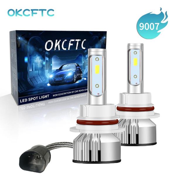 

car headlights okcftc two pcs led 9004 9007 auto s2 headlight bulbs 72w 8000lm 6500k for 12v 200m lighting range