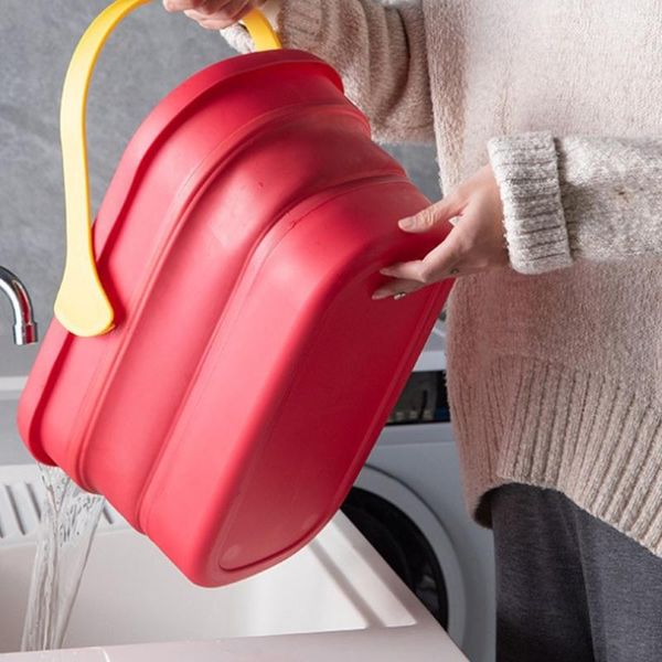 

buckets collapsible bucket portable folding lid silicone car washing children outdoor fishing travel home storage