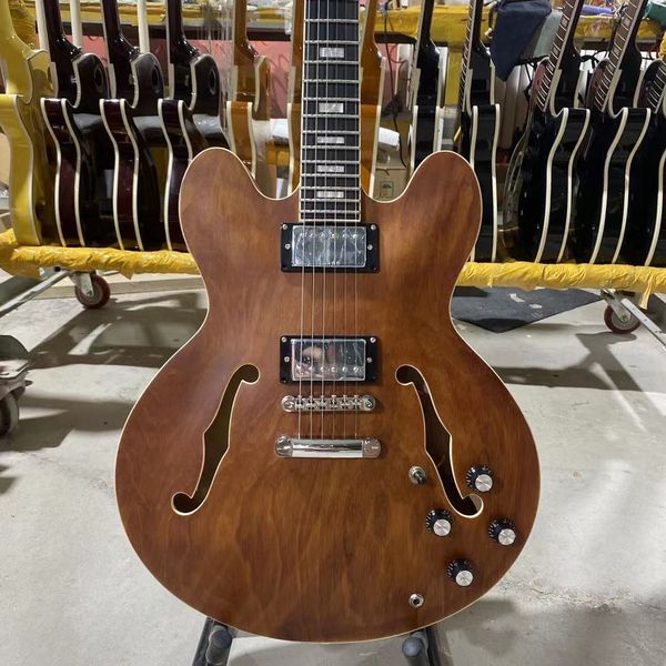 

electric guitar semi hollow jazz guitarar glossy finished chrome hardware