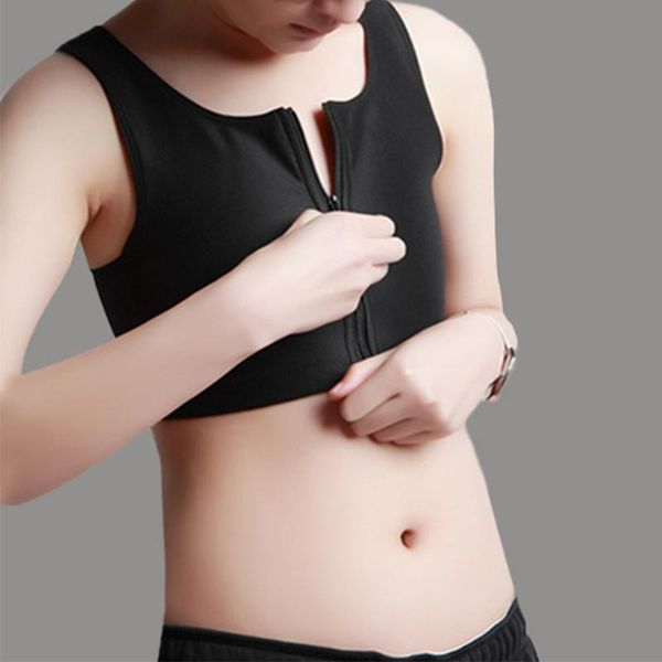 

breast binder vest tomboy lesbian trans slim corset bra undershirt flatten chest shapers casual comfort zipper short women's, Black;white