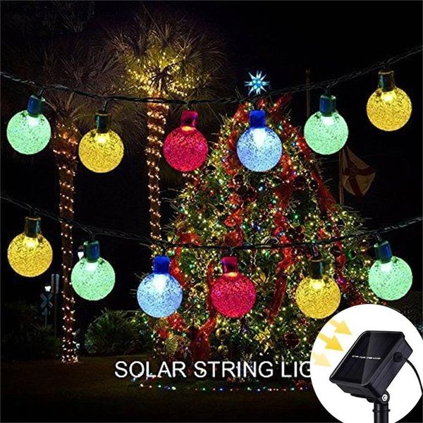 

strings crystal ball solar string lights 6m 30 led outdoor garden light 8 mode for patio lawn holiday wedding party christmas decoration