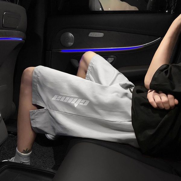 

summer men's beach pants loose casual trend split shorts sports capris, White;black