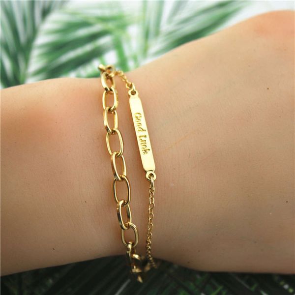 

bracelet lucky square brand chain, Golden;silver