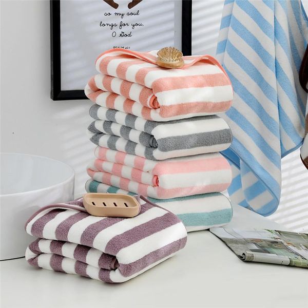 

towel stripe thick coral fleece bath soft water absorption el towels bathroom family home beauty salon