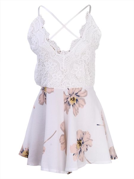 

print lace summer women dresses strap deep v neck high waist casual beach slit backless, Black;gray