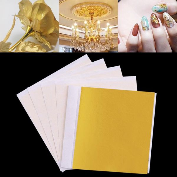 

100pcs/pack practical k pure shiny gold leaf for gilding funiture lines wall crafts handicrafts decoration gift wrap