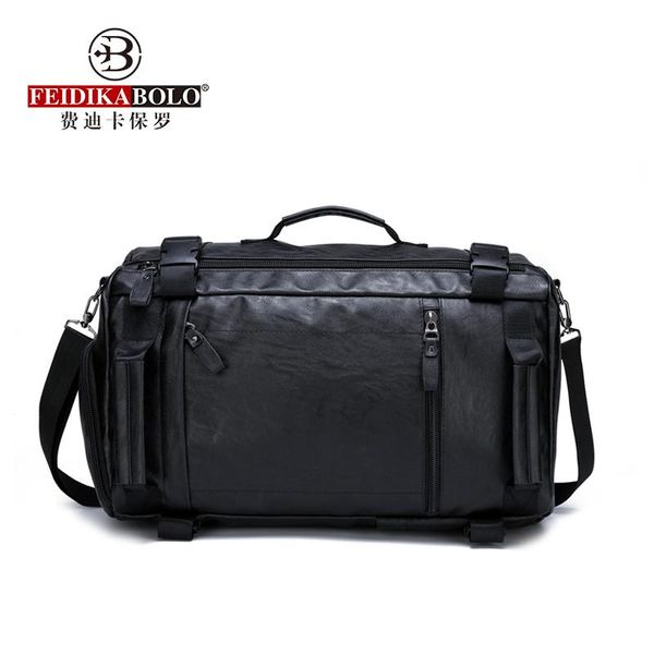 

duffel bags large capacity man travel handbag black pu leather big totes men bag 2 designs male duffle shoulder