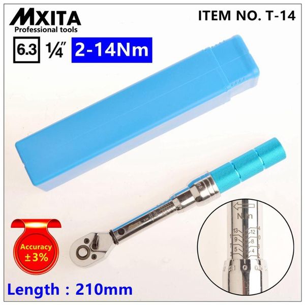 

hand tools mxita 1/4"dr. 2-14n.m manual torque wrench spanner ratchet suit for repairing bicycle packed in plastic storage box